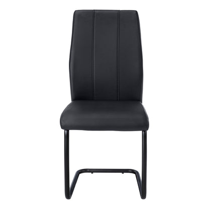 Set of Two Gray And Silver Upholstered Faux Leather Dining Side Chairs