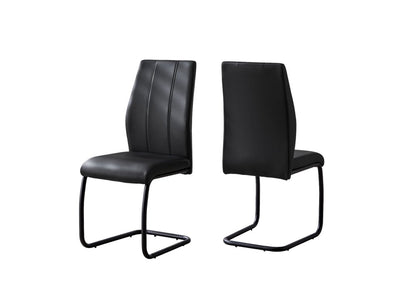 Set of Two Black Upholstered Faux Leather Dining Side Chairs