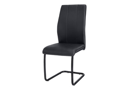 Set of Two Gray And Silver Upholstered Faux Leather Dining Side Chairs