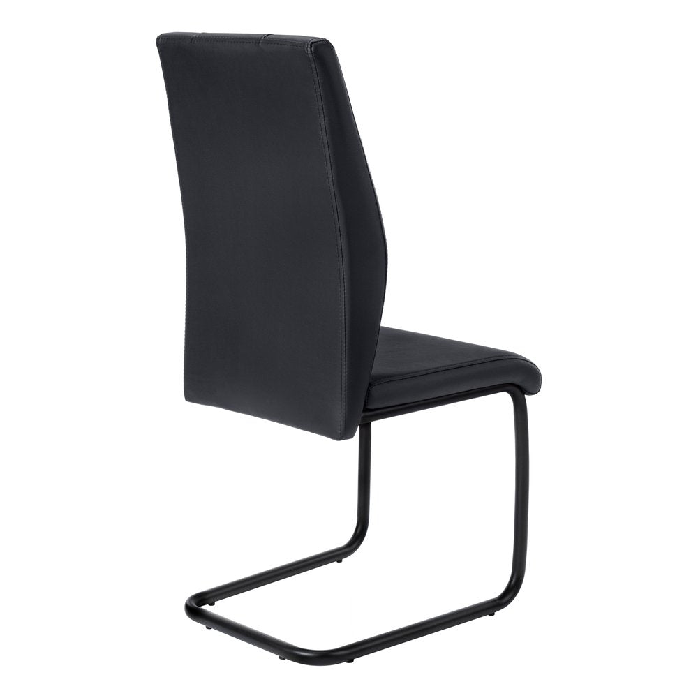 Set of Two Gray And Silver Upholstered Faux Leather Dining Side Chairs