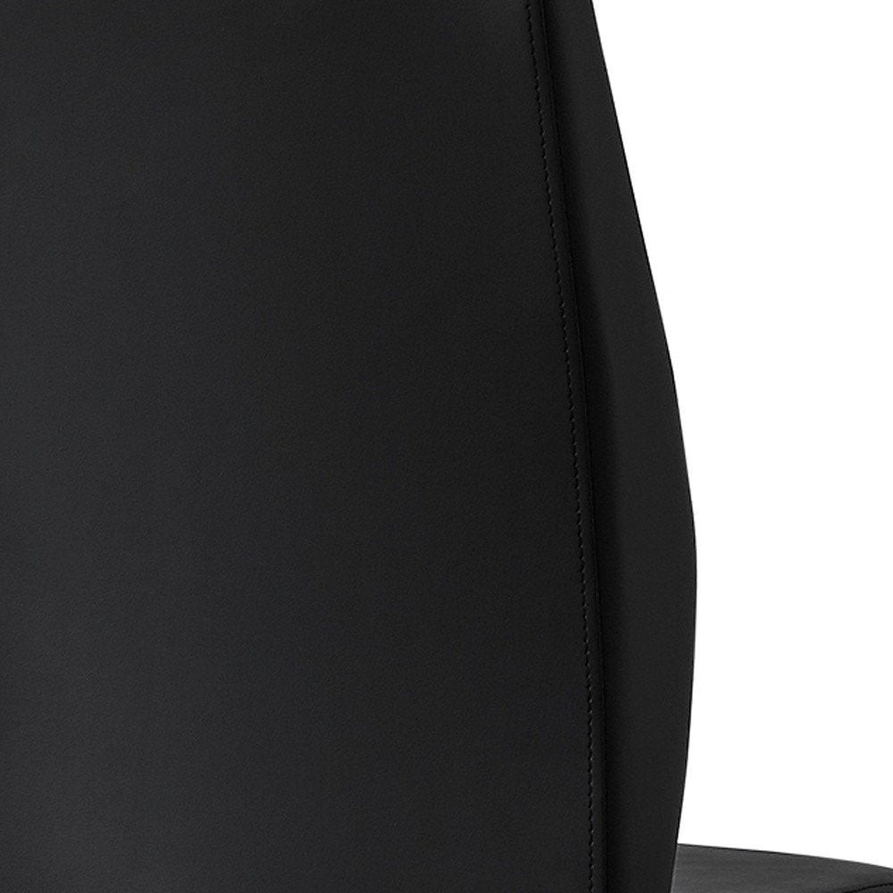 Set of Two Black Upholstered Faux Leather Dining Side Chairs