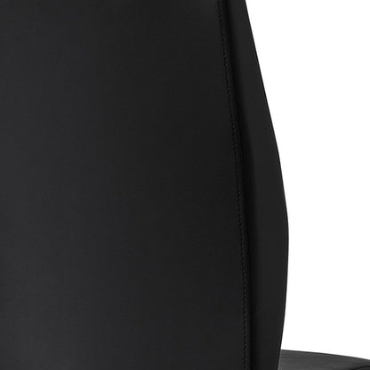 Set of Two Black Upholstered Faux Leather Dining Side Chairs