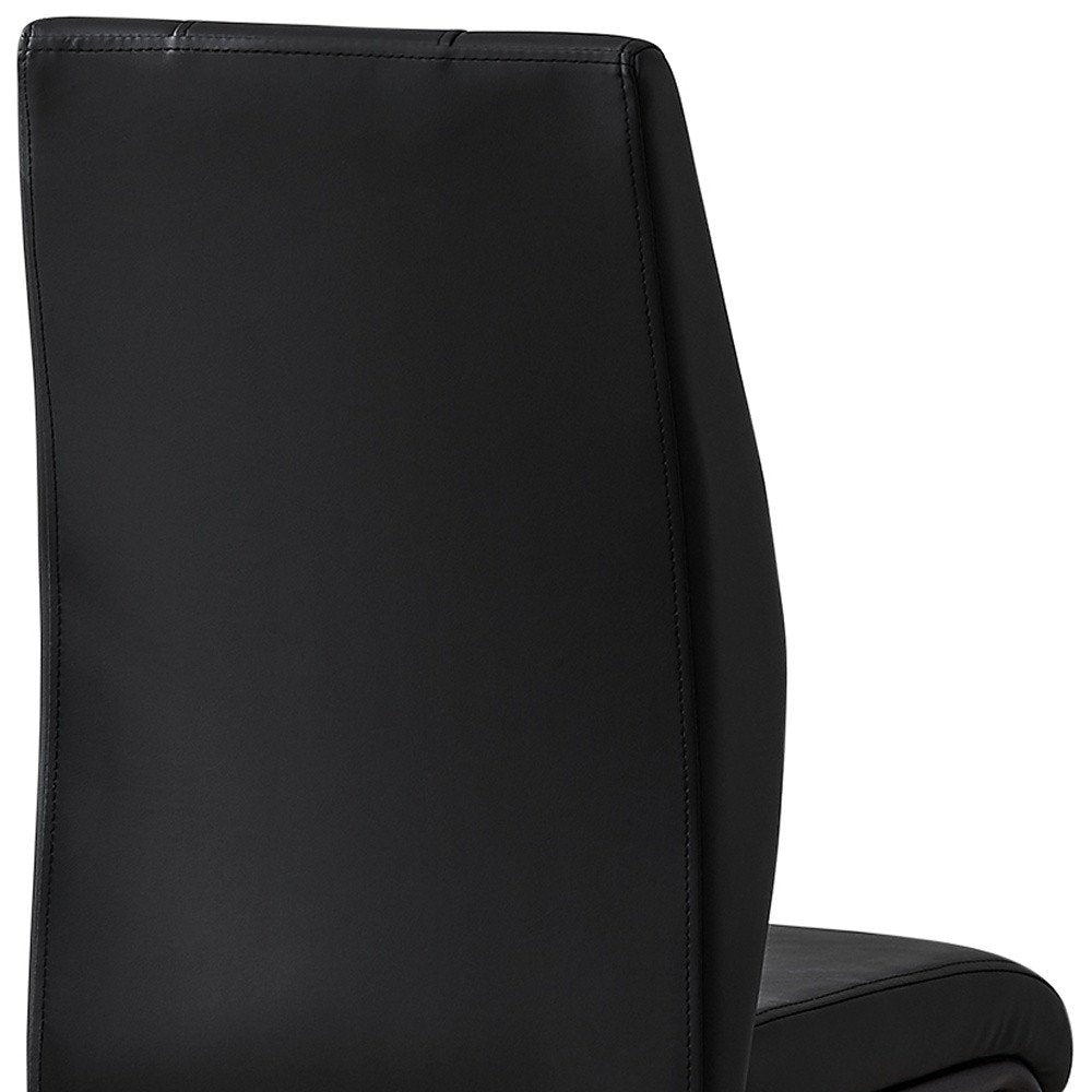 Set of Two Black Upholstered Faux Leather Dining Side Chairs