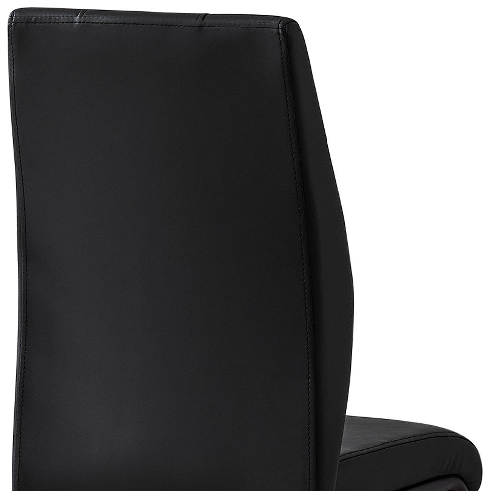 Set of Two Gray And Black Upholstered Faux Leather Dining Side Chairs