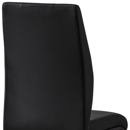 Set of Two Gray And Black Upholstered Faux Leather Dining Side Chairs