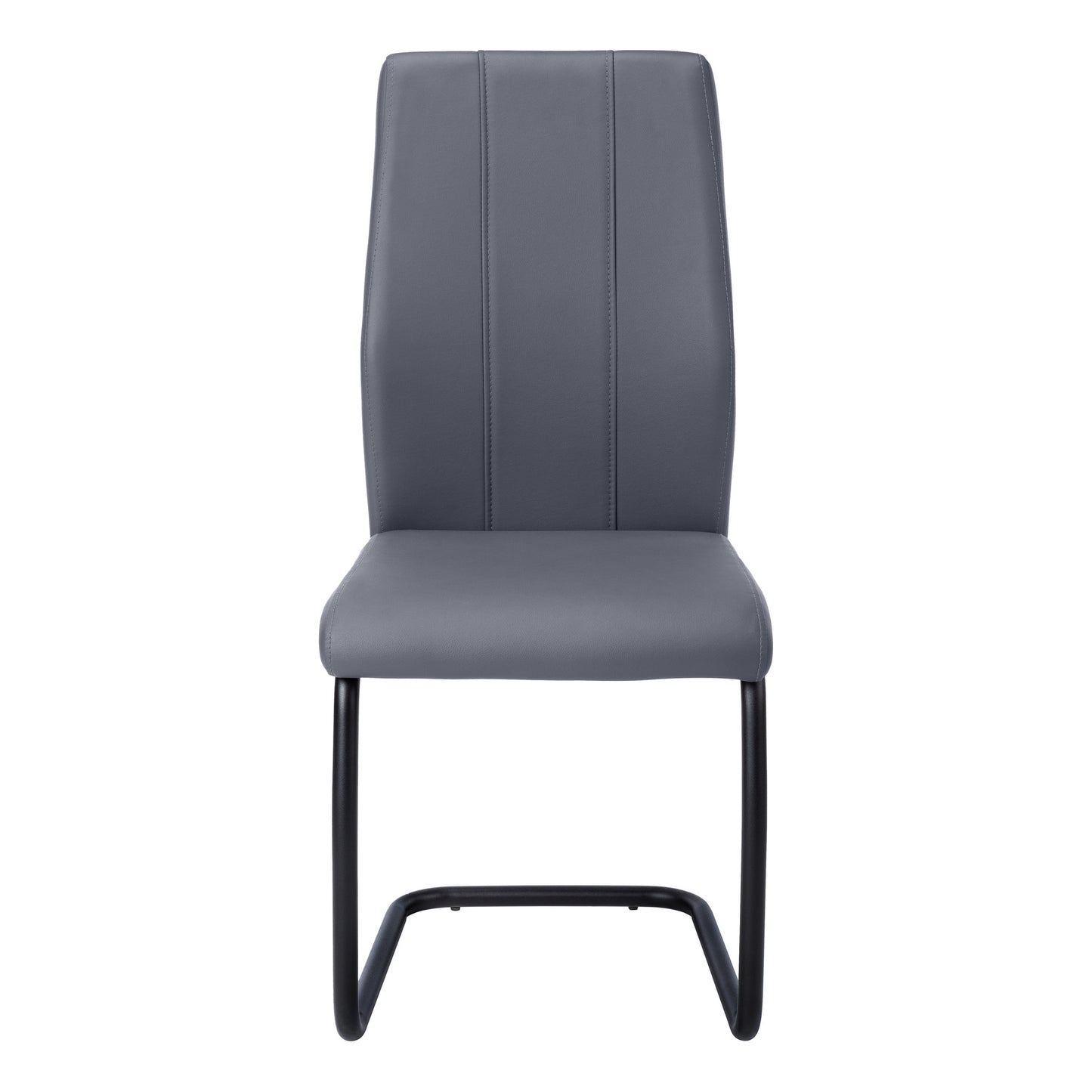Set of Two Gray And Silver Upholstered Faux Leather Dining Side Chairs