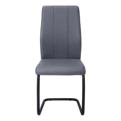 Set of Two Gray And Silver Upholstered Faux Leather Dining Side Chairs