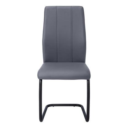 Set of Two Gray And Silver Upholstered Faux Leather Dining Side Chairs
