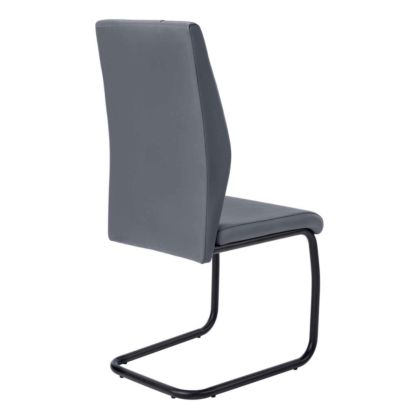 Set of Two Gray And Silver Upholstered Faux Leather Dining Side Chairs