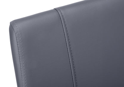 Set of Two Gray And Silver Upholstered Faux Leather Dining Side Chairs