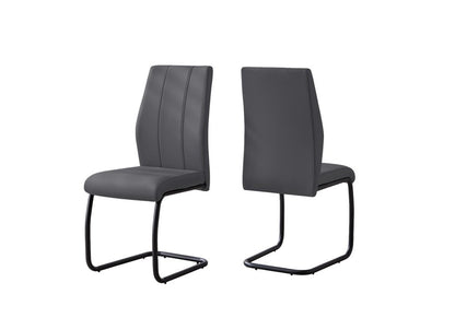Set of Two Gray And Silver Upholstered Faux Leather Dining Side Chairs