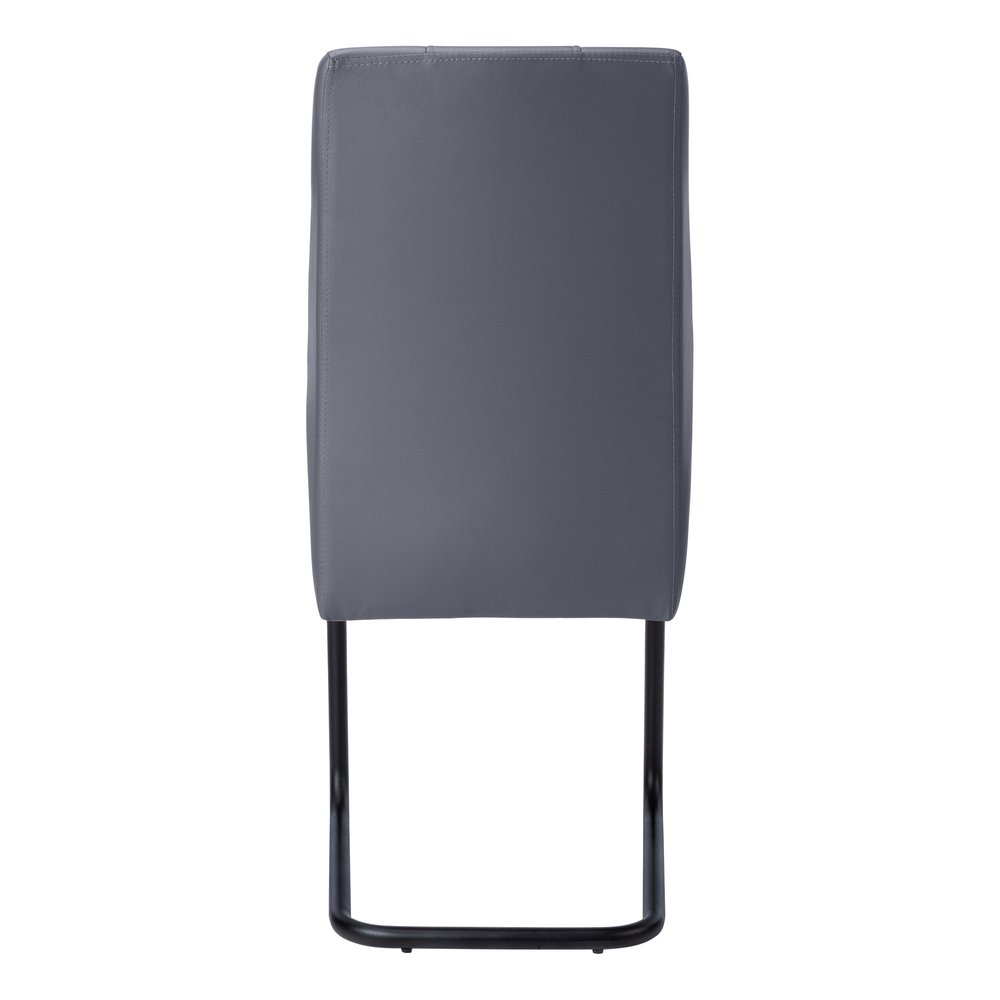Set of Two Gray And Silver Upholstered Faux Leather Dining Side Chairs