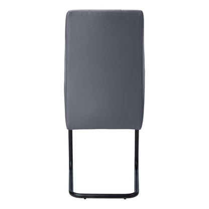 Set of Two Gray And Silver Upholstered Faux Leather Dining Side Chairs
