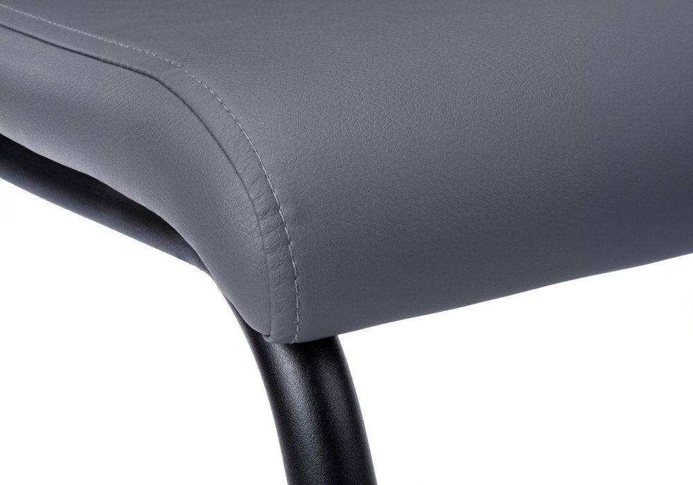 Set of Two Gray And Silver Upholstered Faux Leather Dining Side Chairs