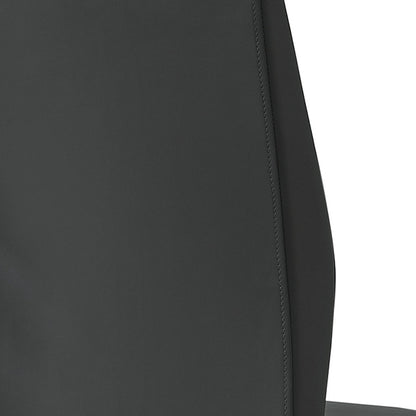 Set of Two Gray And Black Upholstered Faux Leather Dining Side Chairs