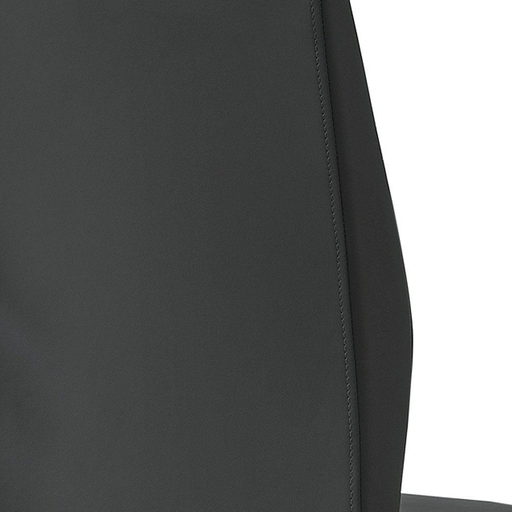 Set of Two Black Upholstered Faux Leather Dining Side Chairs