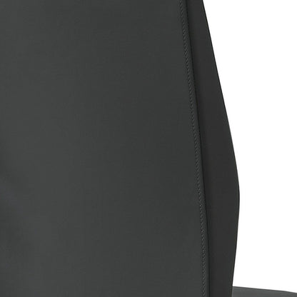 Set of Two Black Upholstered Faux Leather Dining Side Chairs