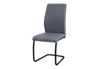 Set of Two Gray And Silver Upholstered Faux Leather Dining Side Chairs
