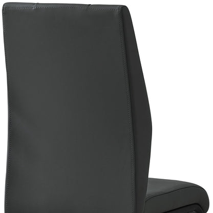 Set of Two Gray And Black Upholstered Faux Leather Dining Side Chairs