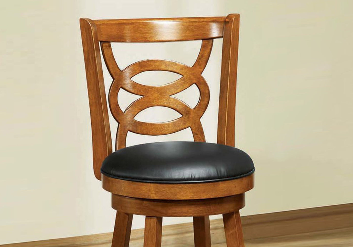 Set of Two 24 " Black And Brown Solid Wood Bar Chairs