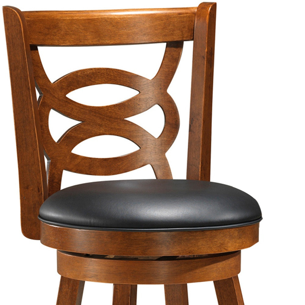 Set of Two 24 " Black And Brown Solid Wood Bar Chairs