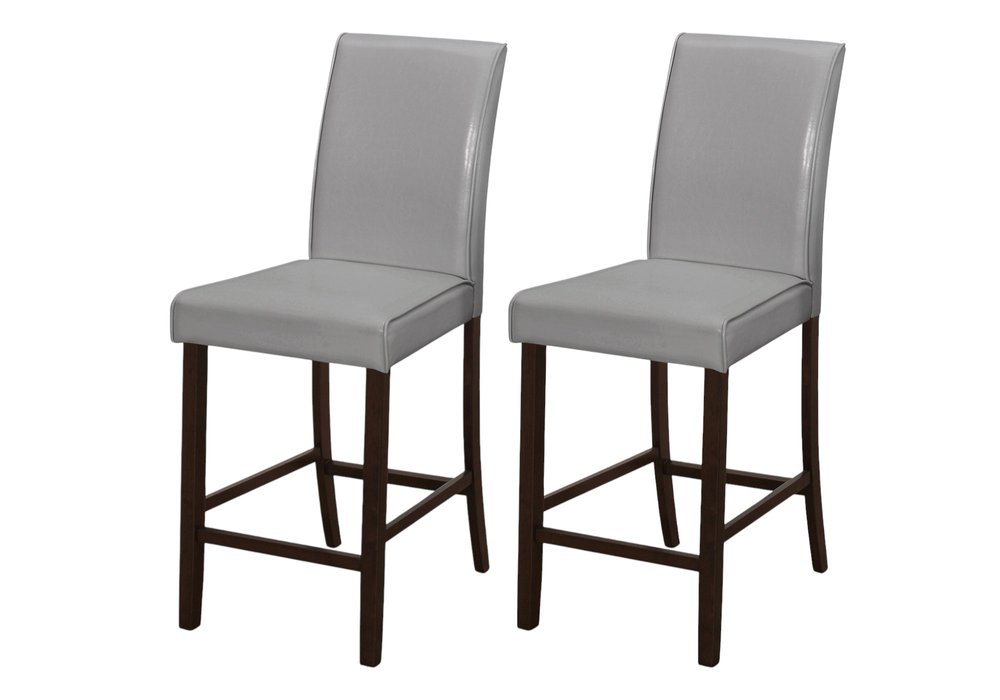 Set of Two 25 " Gray And Brown Solid Wood Counter Height Bar Chairs