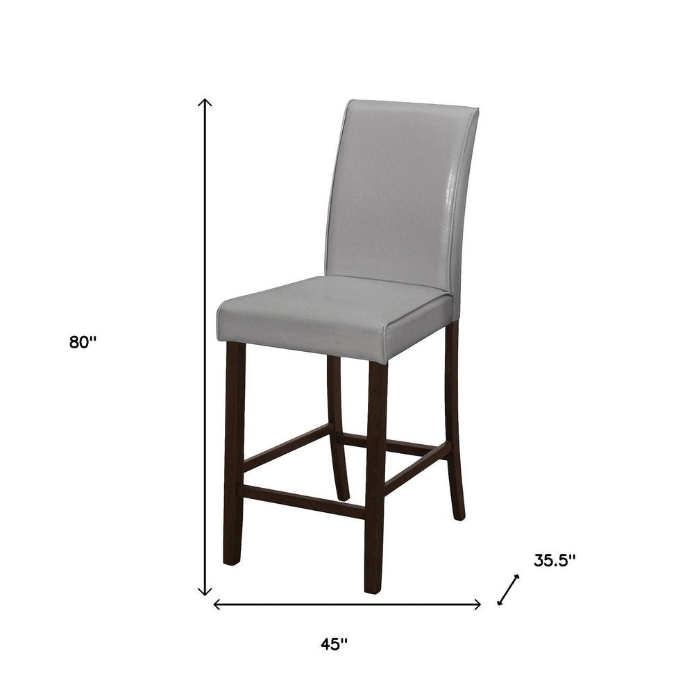 Set of Two 25 " Gray And Brown Solid Wood Counter Height Bar Chairs
