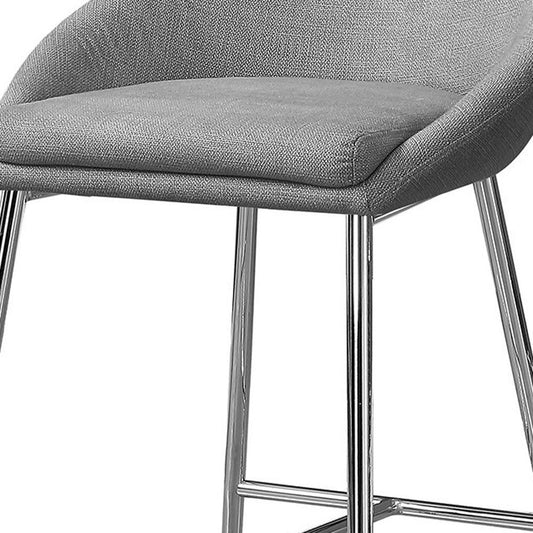 Set of Two 24" Gray and Silver Metal Low Back Bar Chairs