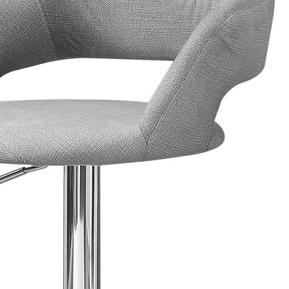 Light Gray And Silver Fabric And Metal Low Back Bar Chair