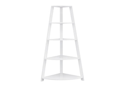 White Wood Four Tier Corner Bookcase