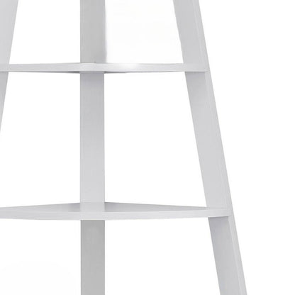 White Wood Four Tier Corner Bookcase