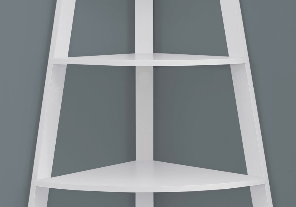 White Wood Four Tier Corner Bookcase