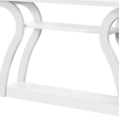 47" White Floor Shelf Console Table With Shelves