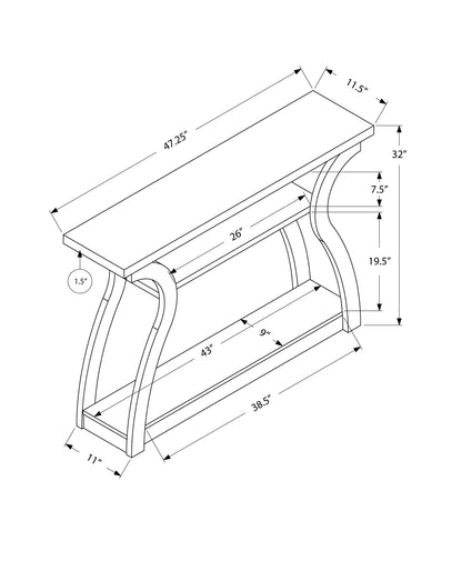 47" White Floor Shelf Console Table With Shelves