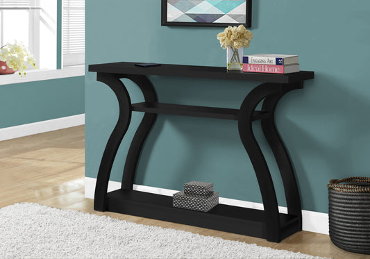 47" Black Floor Shelf Console Table With Shelves