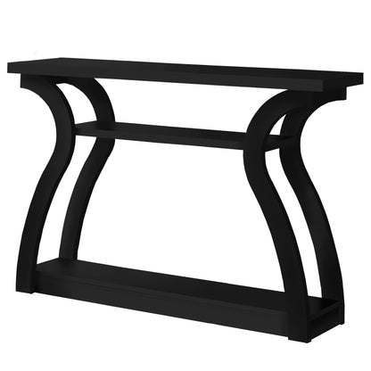 47" Black Floor Shelf Console Table With Shelves