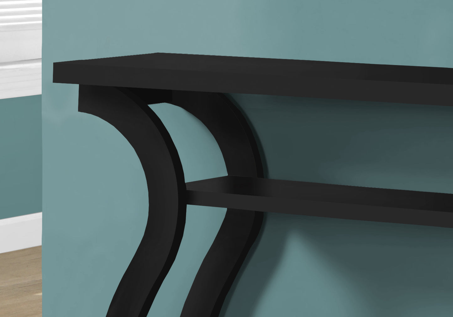 47" Black Floor Shelf Console Table With Shelves