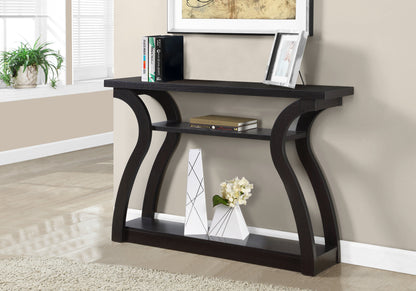 47" Espresso Floor Shelf Console Table With Storage