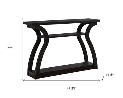 47" Espresso Floor Shelf Console Table With Storage