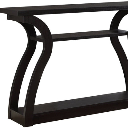 47" Espresso Floor Shelf Console Table With Storage