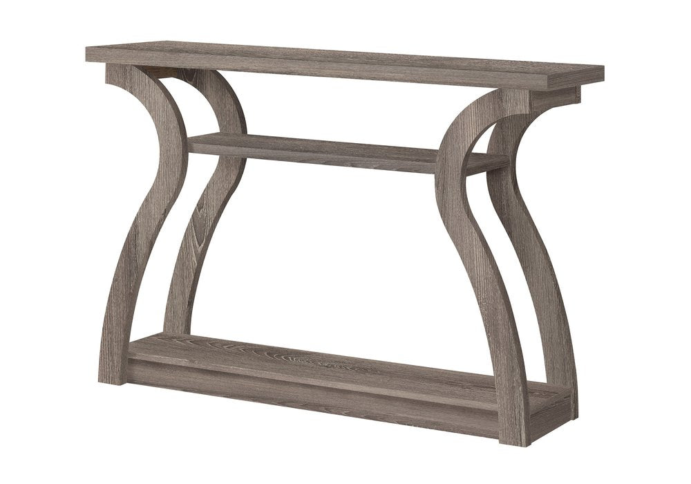 47" Taupe Floor Shelf Console Table With Storage
