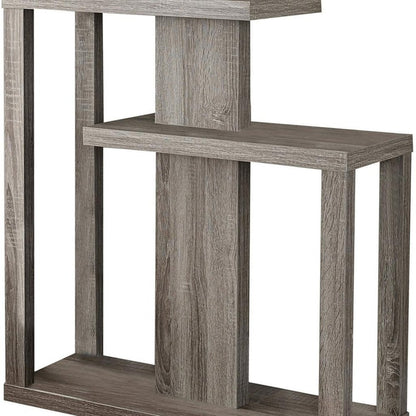 32" Taupe Free form Floor Shelf Console Table With Storage