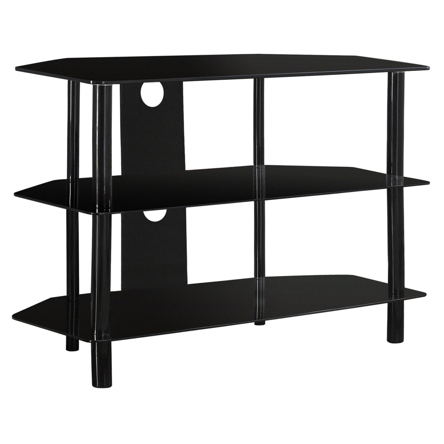 16" Black Metal Open Shelving TV Stand