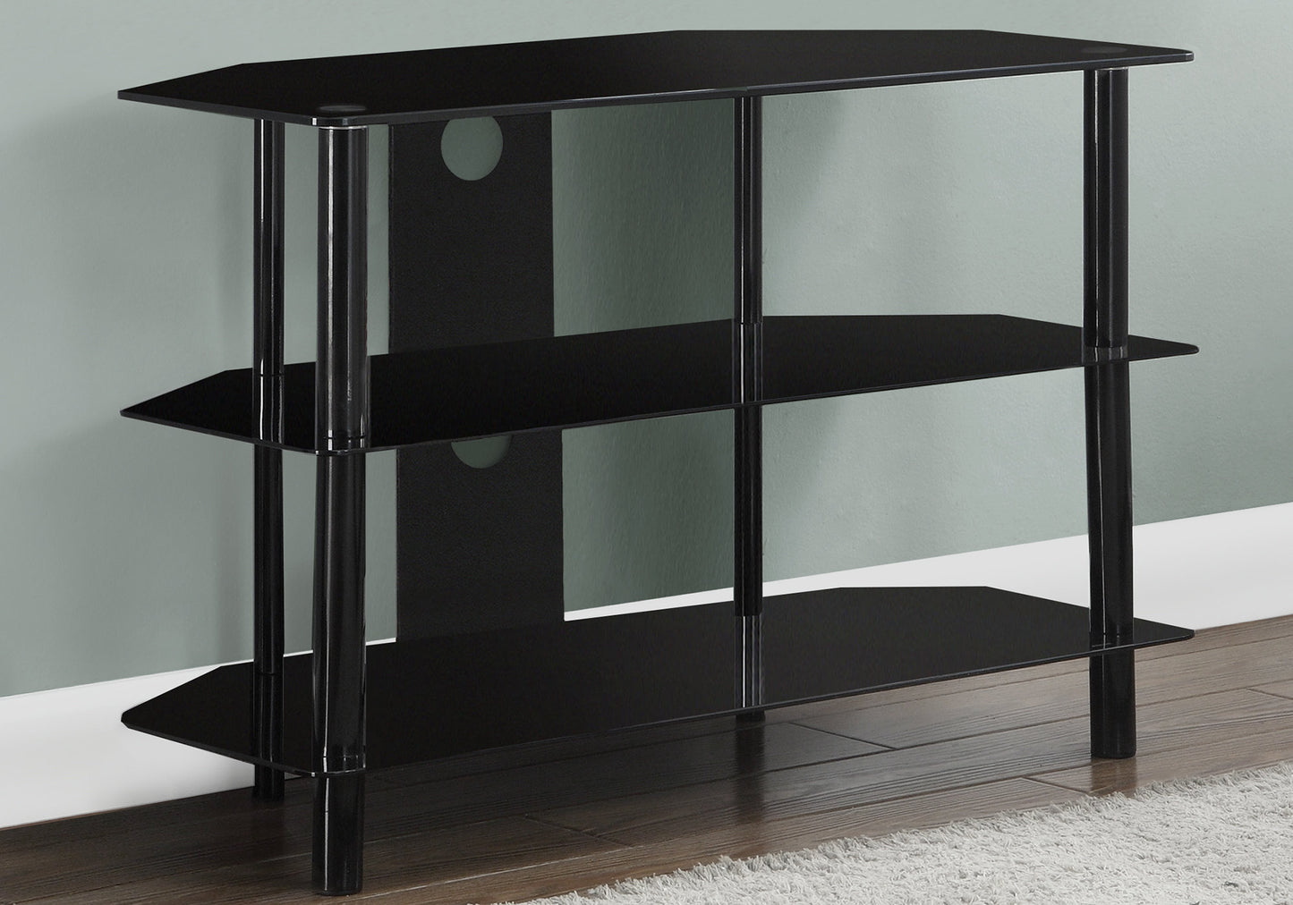 16" Black Metal Open Shelving TV Stand