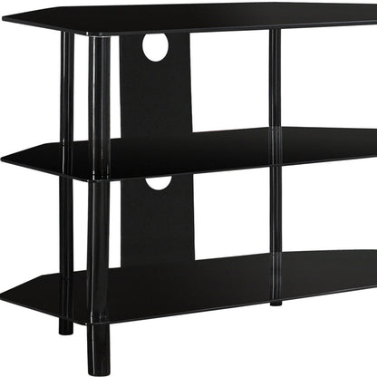 16" Black Metal Open Shelving TV Stand