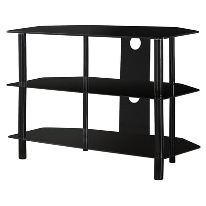 16" Black Metal Open Shelving TV Stand