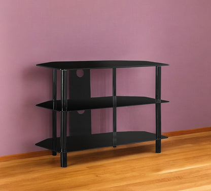 36" Black Metal Open Shelving TV Stand