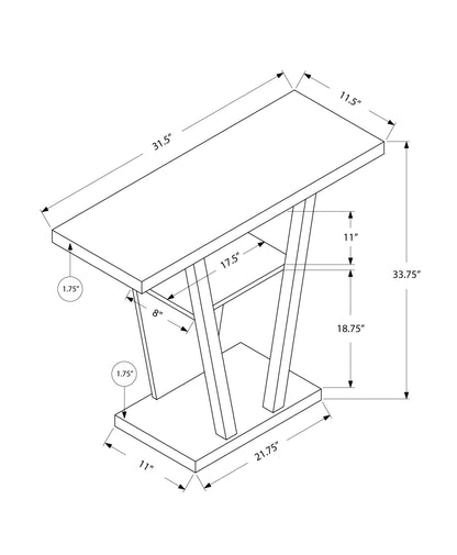 34" White End Table With Two Shelves