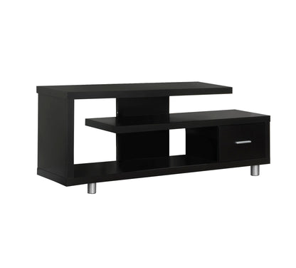 16" Dark Brown Cabinet Enclosed Storage TV Stand