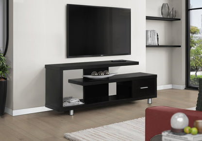 60" Dark Brown Cabinet Enclosed Storage TV Stand